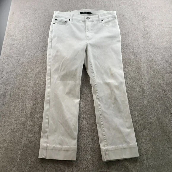 Lauren Ralph Lauren Womens Jeans Size 8 Classic Straight Casual White Denim - Picture 15 of 16